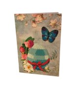 Grußkarte Motiv Osterei mit Schleife und Schmetterling