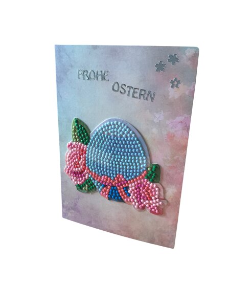 Grußkarte Motiv blaues Osterei "Frohe Ostern"