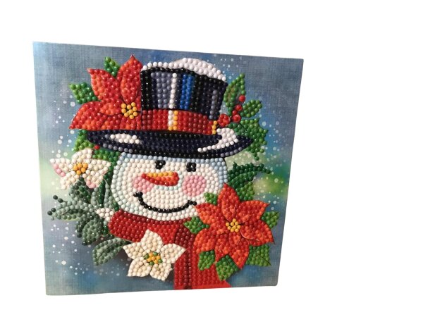 Grußkarte Weihnachtskarte Motiv Schneemann mit Weihnachtssternen