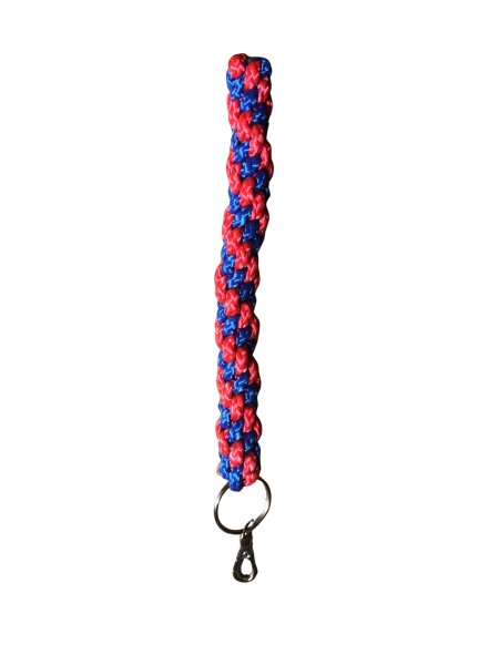 Schlüsselanhänger aus Paracord blau-rot - Gesamtlänge ca. 20cm