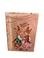 Grußkarte Motiv "Osterhasen mit Blumen"...