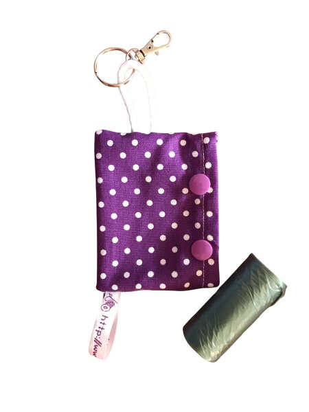Hundekotbeutel-Tasche (lila Punkte)