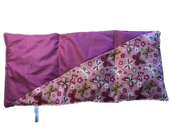 Wärmekissen Kirschkernkissen zweifarbig "rosa Schmetterlinge - lila" rechteckig KG86R