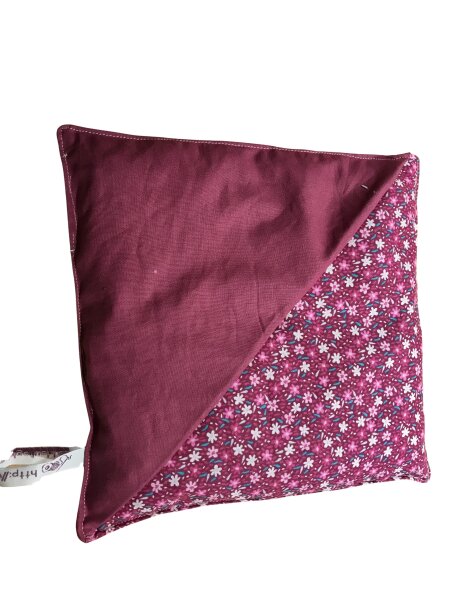 Wärmekissen Kirschkernkissen quadratisch zweifarbig "rosa Blumen - lila" KK80L