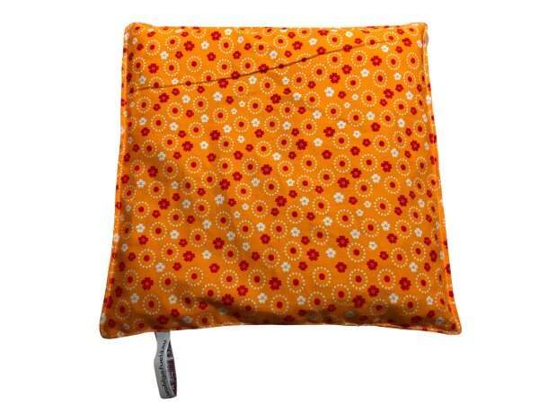 Wärmekissen Kirschkernkissen quadratisch "orange Blumen" KK85