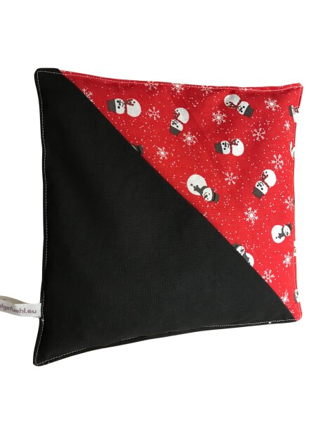 Wärmekissen Kirschkernkissen quadratisch zweifarbig "Schneemänner - schwarz" KK91S