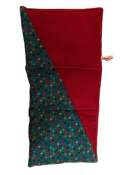 Wärmekissen Rapssamenkissen rechteckig zweifarbig "bunte Sterne - Aubergine" RG53A