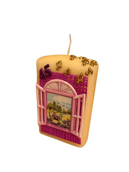 Rechteckkerze Geburtstagsfenster zum 45. Geburtstag 13x8 cm