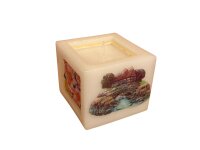 Würfelkerze Sommerdorf mit Anemonen 8 x 8 x 7 cm