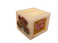 Würfelkerze Sommerdorf mit Anemonen 8 x 8 x 7 cm