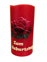 LED Stumpenkerze "Seerose" zum Geburtstag
