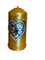 Stumpenkerze "Beste Katzen-Freunde"