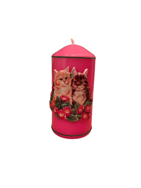 Stumpenkerze "Katzenpaar"