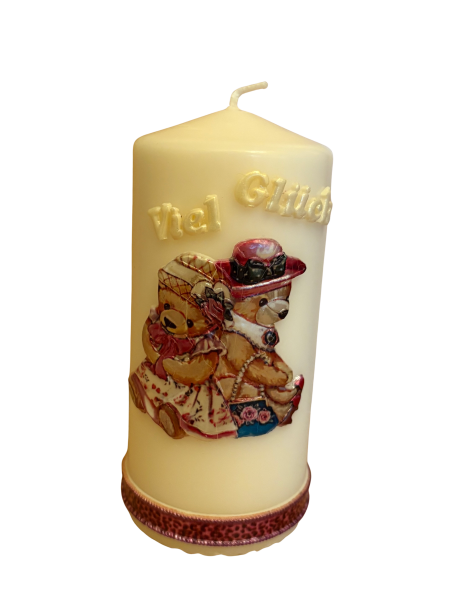 Stumpenkerze "Teddybären"