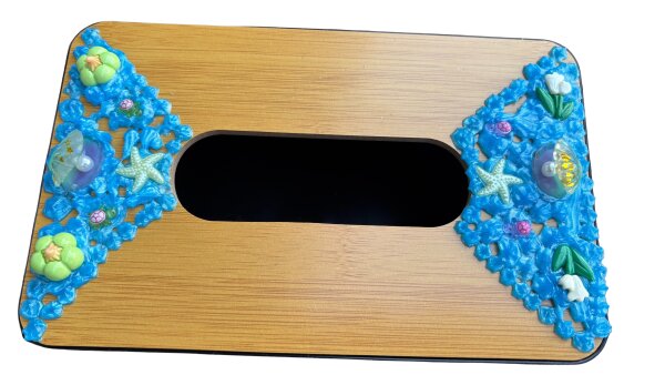 Tücherbox, Kunststoff/Sperrholz, handverziert, unikat