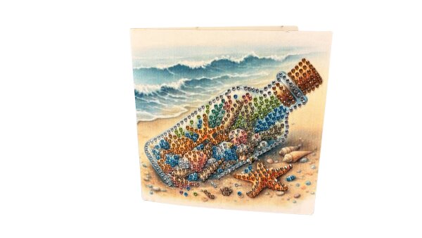 Grußkarte „Diamond Painting Flaschenpost mit Meeresfund“