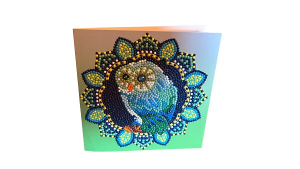 Diamond Painting-Grußkarte mit Eulenmotiv