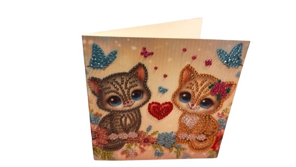 Diamond Painting-Grußkarte mit Katzenpaar