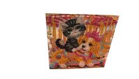 Diamond-Painting-Grußkarte mit Hund und Katze