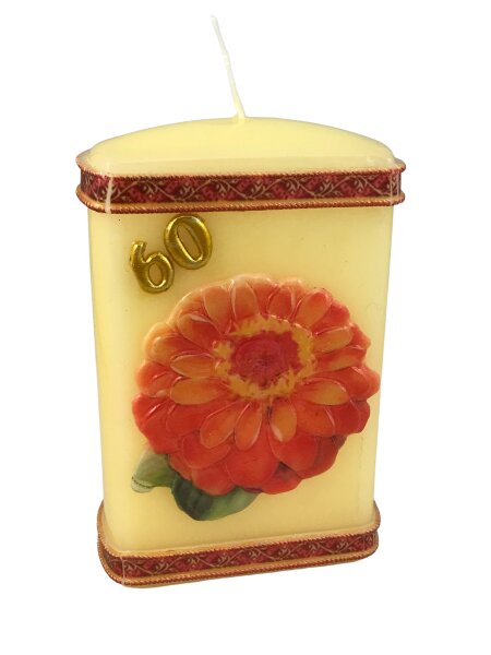 Rechteckkerze"Anemone" zum 60. Geburtstag SONDERANGEBOT